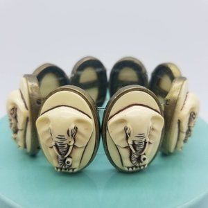 Elephant Medallions Elastic Bracelet